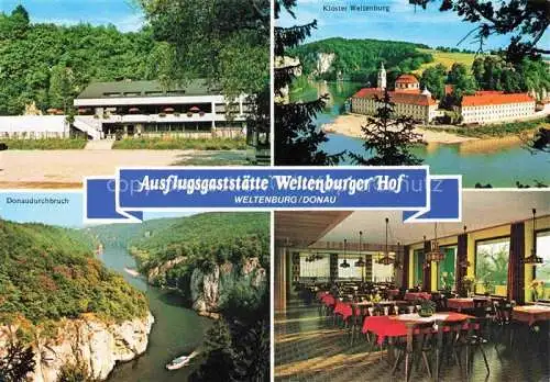 AK / Ansichtskarte Weltenburg Kelheim Ausflugsgaststaette Weltenburger Hof Kloster Donaudurchbruche