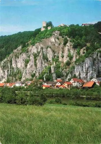AK / Ansichtskarte Randeck Kelheim Panorama Blick ueber die Altmuehl zum Ort Felsen Burg