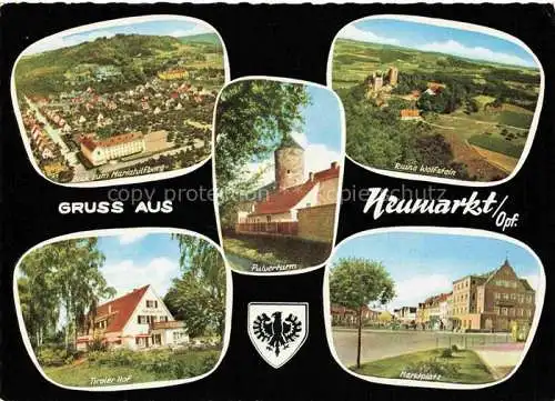 AK / Ansichtskarte NEUMARKT  Oberpfalz Bayern Luftaufnahmen Mariahilfberg Ruine Wolfstein Pulverturm Tiroler Hof Marktplatz