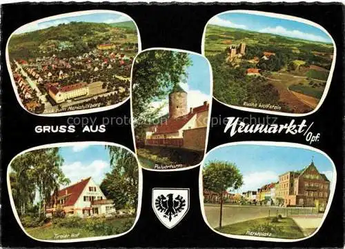 AK / Ansichtskarte NEUMARKT  Oberpfalz Bayern Luftaufnahmen Mariahilfberg Ruine Wolfstein Pulverturm Tiroler Hof Marktplatz