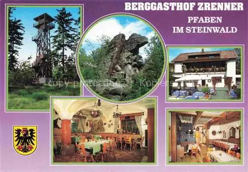 AK / Ansichtskarte Pfaben Steinwald Erbendorf Bayern Naturpark Steinwald Berggasthof Zrenner Aussichtsturm Felsen