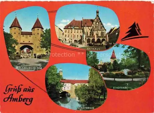 AK / Ansichtskarte Amberg Oberpfalz Nabburger Tor Rathaus Stadtbrille Stadtpark