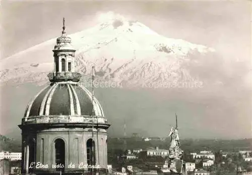 AK / Ansichtskarte CATANIA Sicilia IT Kirchturm Blick zum aetna Vulkan