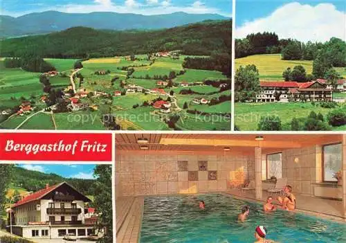 AK / Ansichtskarte Asbach  Drachselsried Bayerischer Wald Panorama Luftaufnahme Berggasthof Fritz Hallenbad