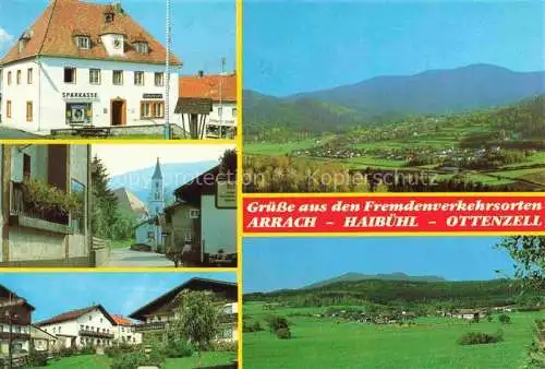 AK / Ansichtskarte Arrach Panorama Ortsmotive Sparkasse Kirche OT Haibuehl-Ottenzell Tor zum Lamer Winkel
