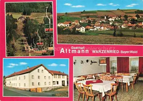 AK / Ansichtskarte Warzenried Panorama Gasthof Pension Altmann Gastraum Sessellift