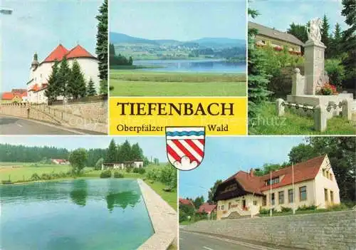 AK / Ansichtskarte Tiefenbach Oberpfalz Schloss Gedenkstein Hotel Freibad Landschaftspanorama See