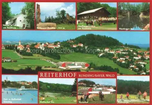 AK / Ansichtskarte Runding Cham Bayern Hotel Reiterhof Bayerischer Wald Kirche Burgrine Gaststaette Blauberger See Freibad Radtouren
