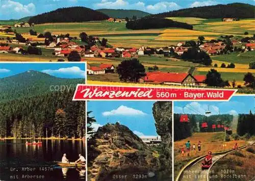 AK / Ansichtskarte Warzenried Panorama Erholungsort Bayerischer Wald Grosser Arber mit Arbersee Osser Hoherbogen Lift Rodelbahn