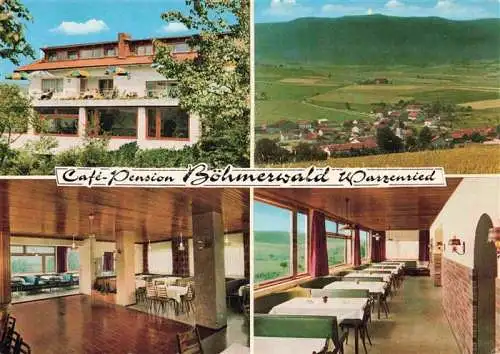 AK / Ansichtskarte Warzenried Café Pension Boehmerwald Gastraeume Landschaftspanorama