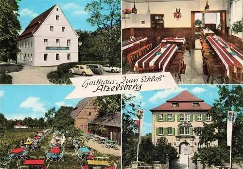AK / Ansichtskarte Atzelsberg Gasthaus zum Schloss Gastraum Terrasse Ausflugsziel