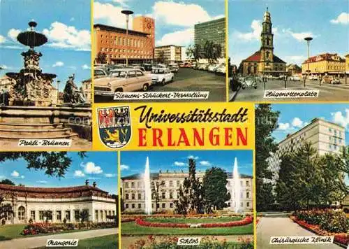 AK / Ansichtskarte ERLANGEN Pauli-Brunnen Siemens-Schuckert-Verwaltung Hugenottenplatz Orangerie Schloss Klinik