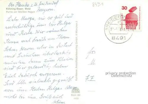 AK / Ansichtskarte Koetzting Partie am Weissen Regen Blick zur Kirche