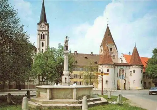AK / Ansichtskarte Weissenhorn Oberes Tor Nepomuk-Brunnen Stadtpfarrkirche