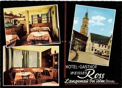 AK / Ansichtskarte Langenau Wuerttemberg Hotel Gasthof Weisses Ross Restaurant Kirche