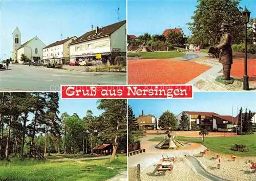 AK / Ansichtskarte Nersingen Teilansichten Parkanlagen Statue Kinderspielplatz