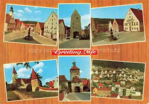 AK / Ansichtskarte Greding Teilansichten Stadttor Stadtmauer Tuerme Marktplatz