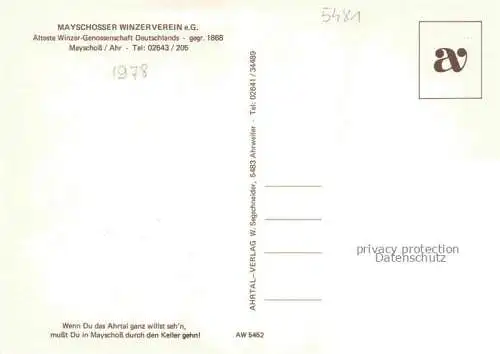 AK / Ansichtskarte Mayschoss Ahr Mayschosser Weinkeller Gastraeume Panorama