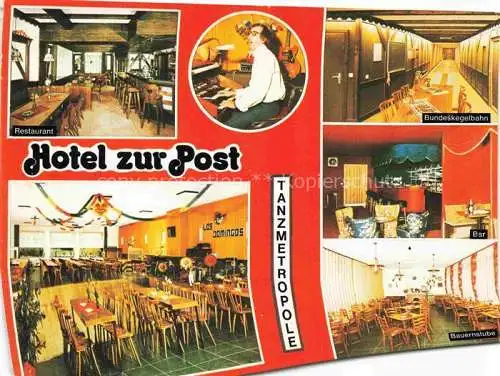 AK / Ansichtskarte Eich Andernach Eifel Hotel zur Post Restaurant Kegelbahn Gastraeume Bauernstube Bar