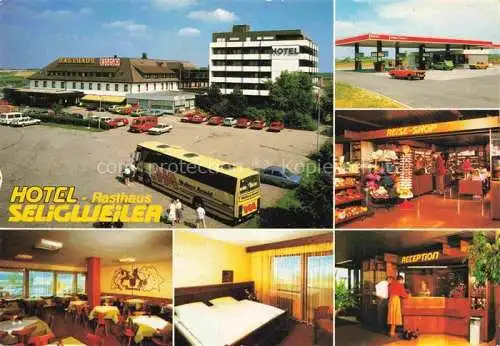 AK / Ansichtskarte Seligweiler Ulm Donau Hotel Rasthaus Seligweiler Gastraeume Zimmer Reception Verkaufsraum Tankstelle