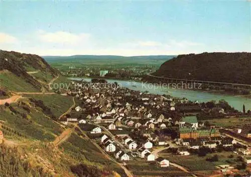 AK / Ansichtskarte Leutesdorf Rhein Neuwied Rheinland-Pfalz Panorama mit Wallfahrtskirche Heiligkreuz Rheinpartie