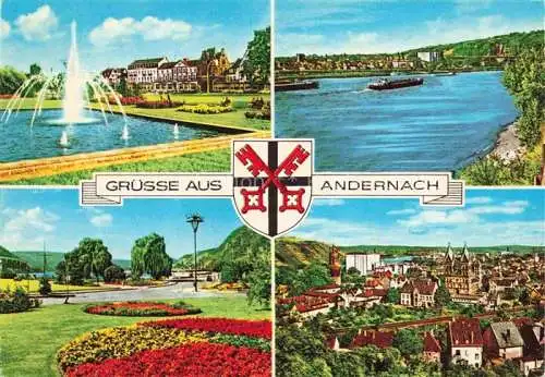 AK / Ansichtskarte Andernach Rhein Springbrunnen Rheinpartie Anlagen Paonorama