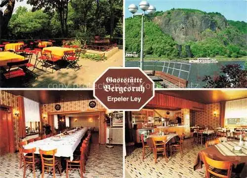 AK / Ansichtskarte Erpel Rhein Gaststaette Bergesruh Gastraeume Terrasse Rheinpartie