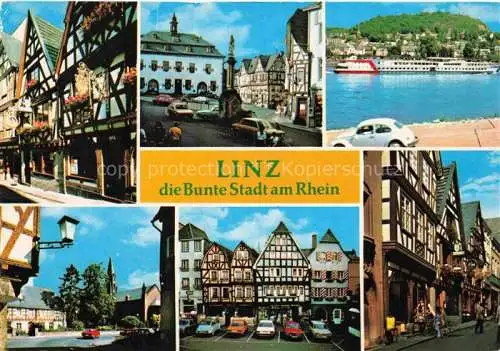 AK / Ansichtskarte Linz Rhein Rheinland-Pfalz Ortsansichten Marktplatz Rheinpartie Fachwerkhaeuser