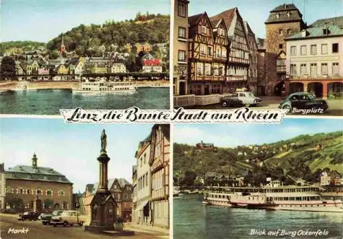 AK / Ansichtskarte Linz Rhein Rheinland-Pfalz Rheinpartie Burgplatz Markt Burg Ockenfels