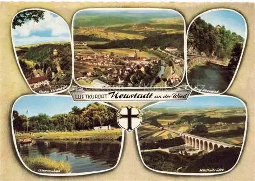 AK / Ansichtskarte Neustadt Wied Kloster Ehrenstein Panorama Burg Altenwied Schwimmbad Wiedtalbruecke
