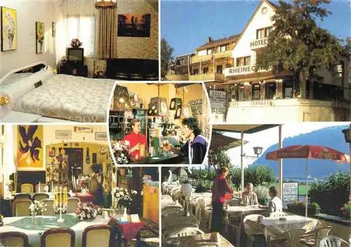 AK / Ansichtskarte Leutesdorf Rhein Neuwied Rheinland-Pfalz Hotel Rheinecker Hof Zimmer Gastraum Terrasse