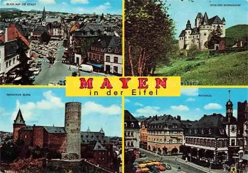 AK / Ansichtskarte Mayen Eifel Stadtblick Schloss Buerresheim Genoveva Burg Rathaus