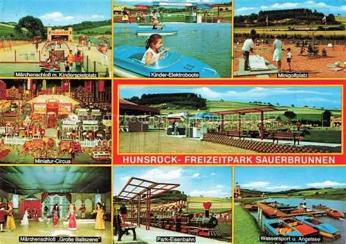 AK / Ansichtskarte Sauerbrunnen Maerchenschloss Kinder Elektroboote Minigolf Miniatur Circus Maerchenschloss Grosse Ballszene Park Eisenbahn Angelsee