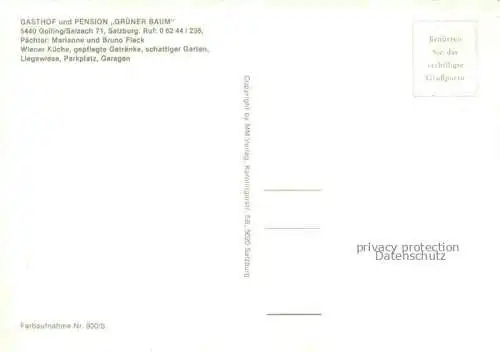 AK / Ansichtskarte Golling  Salzach AT Gasthof Pension Gruener Baum