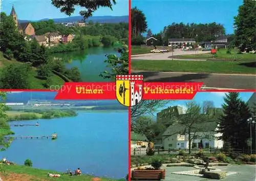 AK / Ansichtskarte Ulmen Kirche Panorama Seepartie Park