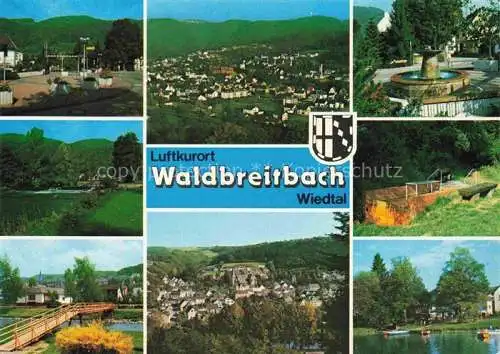AK / Ansichtskarte Waldbreitbach Wied Teilansichten Panorama Brunnen Bruecke Seepartie