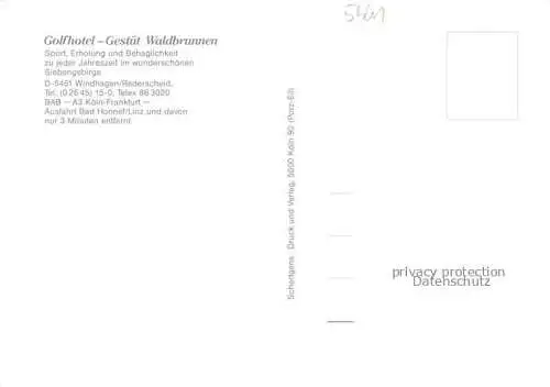 AK / Ansichtskarte Windhagen Westerwald Fliegeraufnahme Golfhotel Gestuet Waldbrunnen