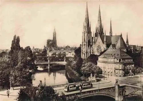 AK / Ansichtskarte Strassenbahn Tramway-- Strassburg E. Paulskirche Muenster