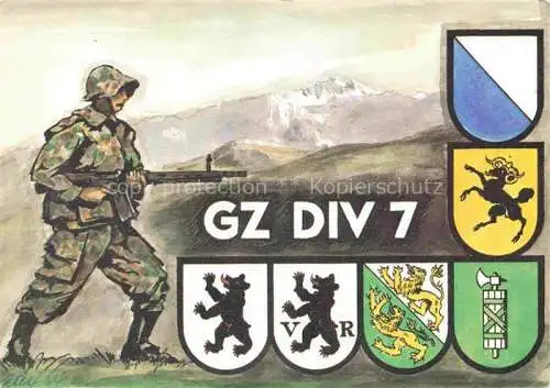 AK / Ansichtskarte Militaria Schweiz GZ DIV 7 Wappen Soldat 