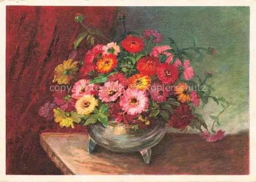 AK / Ansichtskarte DERENDINGER-Roux Olga Kuenstlerkarte Zinnien Zinnie