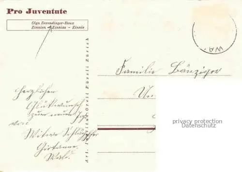 AK / Ansichtskarte DERENDINGER-Roux Olga Kuenstlerkarte Zinnien Zinnie