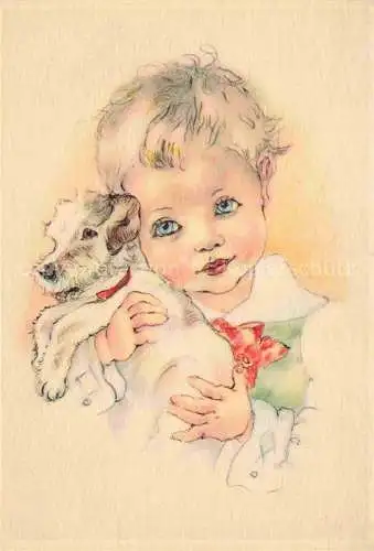 AK / Ansichtskarte Hunde dogs chiens-- Kind Litho