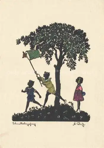 AK / Ansichtskarte Schattenbildkarte Shadowbolt Scherenschnitt-AK Antonie Preuss Bad Doberan Kinder