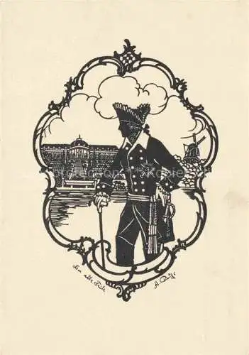 AK / Ansichtskarte Schattenbildkarte Shadowbolt Scherenschnitt-AK Antonie Preuss Bad Doberan 