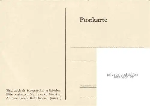 AK / Ansichtskarte Schattenbildkarte Shadowbolt Scherenschnitt-AK Antonie Preuss Bad Doberan 
