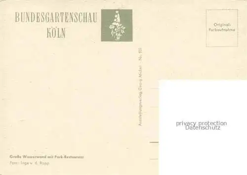 AK / Ansichtskarte Bundesgartenschau BUGA Koeln Wasserwand Park Restaurant