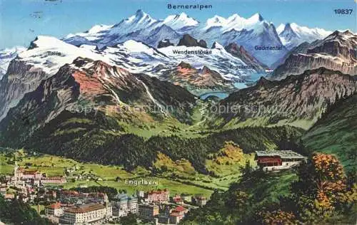 AK / Ansichtskarte Engelberg__OW Panorama mit Berneralpen 