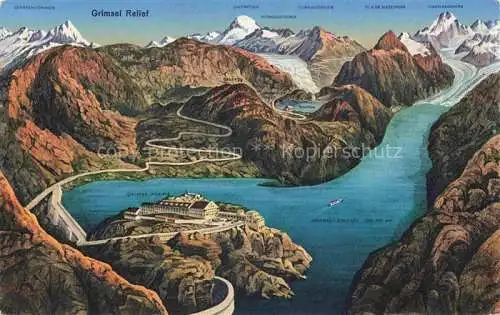 AK / Ansichtskarte Grimsel_Hospiz mit Grimsel Relief und Grimselsee  