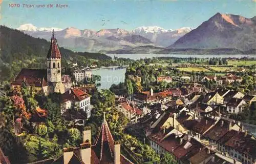 AK / Ansichtskarte THUN_Thoune_BE Panorama mit Alpen 