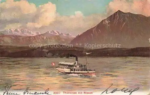 AK / Ansichtskarte Thunersee_BE Fahrgastschiff mit Niesen 